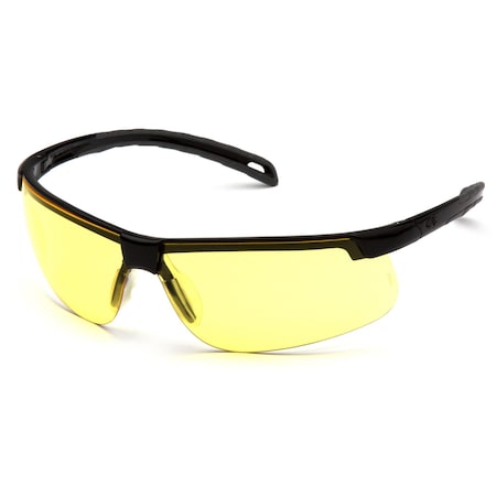 Pyramex Ever-Lite(R), Safety Glasses, Anti-Scratch, Amber Lens, Black Frame, Half-Frame SB8630D